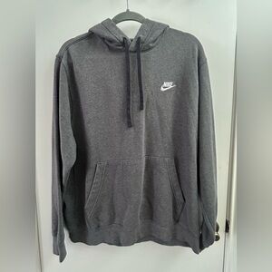 Nike Men's Charcoal fleece Hoodie pullover. Size large. Kangaroo pocket.